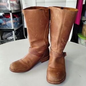 OluKai Brown Leather Women Below Knee Wide Calf Boots SZ 9.5 Casual Chic Winter